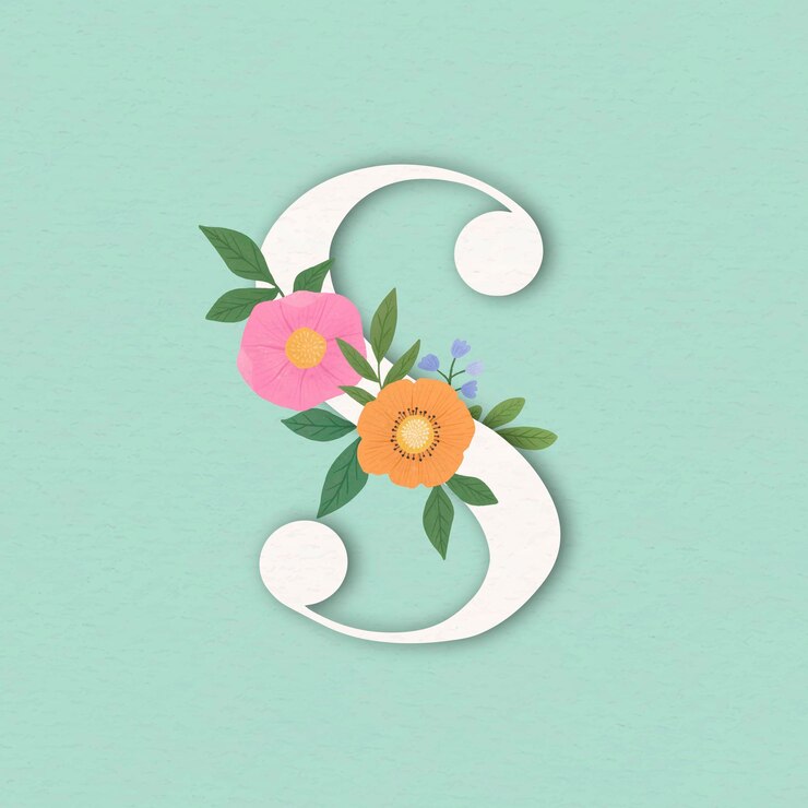 Vetor grátis vetor de letra s floral elegante verde