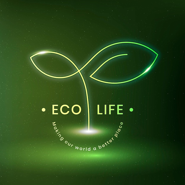 Vetor grátis vetor de logotipo ambiental eco life com texto