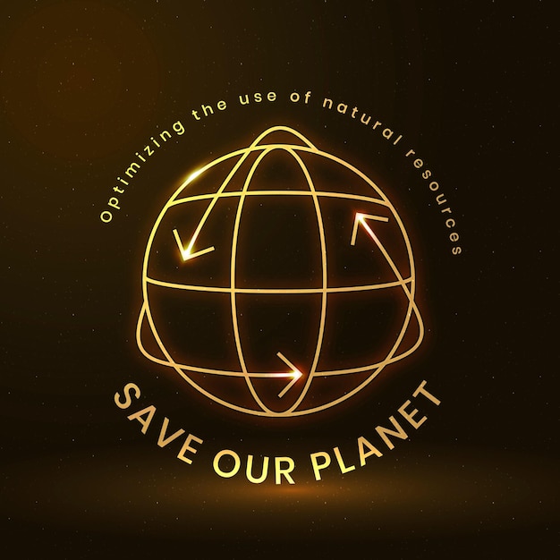 Vetor grátis vetor de logotipo ambiental global com texto para salvar nosso planeta