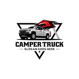 Vetor de logotipo de ilustração de caminhão de carro de acampamento