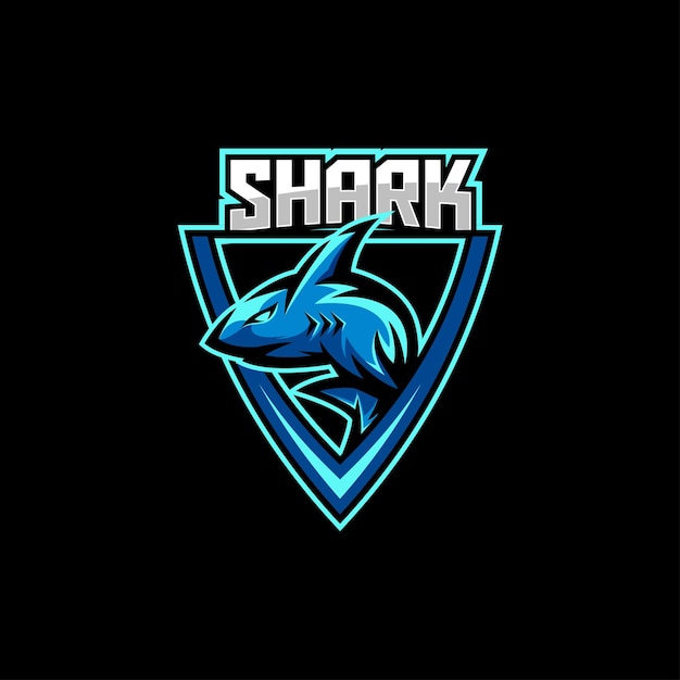 Vetor de logotipo de jogos de esport de mascote de tubarão