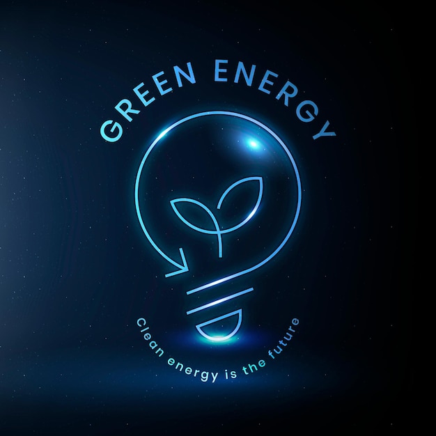 Vetor grátis vetor de logotipo de lâmpada ambiental com texto de energia verde