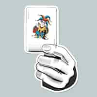 Vetor grátis vetor de mão segurando a ilustração do cartão coringa