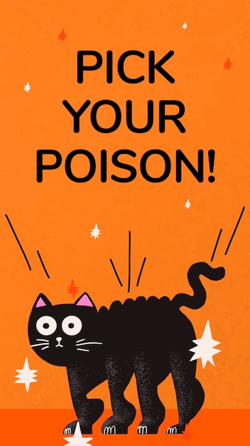 Vetor de modelo de história de halloween no instagram, escolha seu veneno com um lindo gato preto