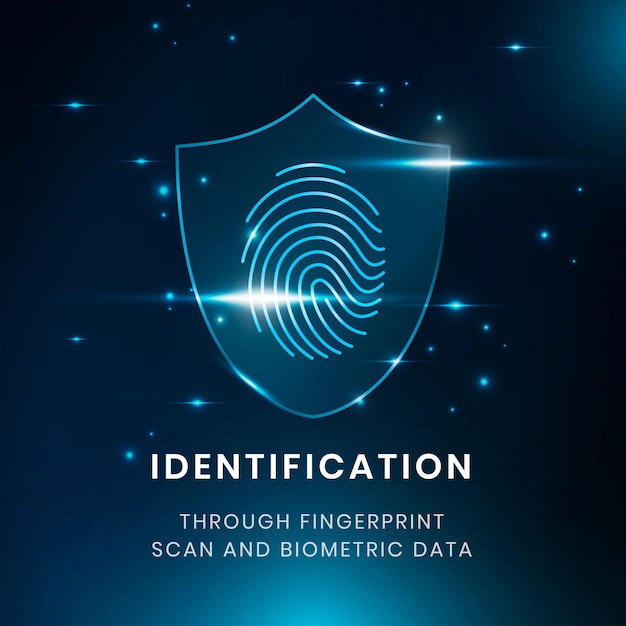 Vetor grátis vetor de modelo de tecnologia de identificação biométrica com leitor de impressão digital