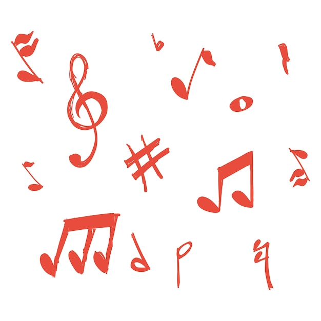 Vetor grátis vetor de notas musicais doodle