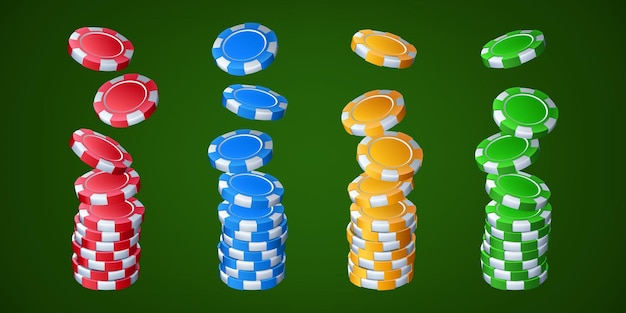 Vetor de pilha de fichas de pôquer caindo do cassino gamble