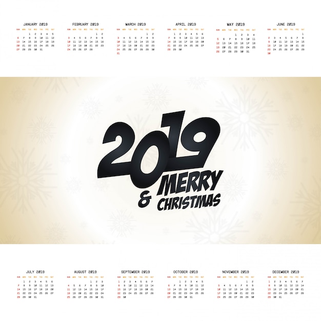 Vetor de projeto de calendário de natal de 2019