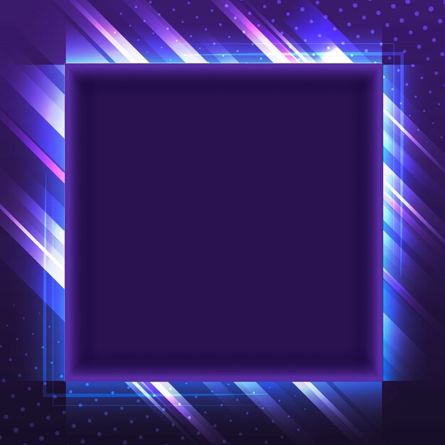 Vetor de tabuleta de néon quadrado violeta em branco