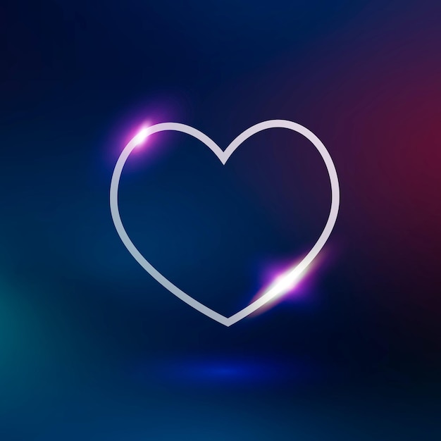 Vetor de tecnologia do coração em roxo neon em fundo gradiente