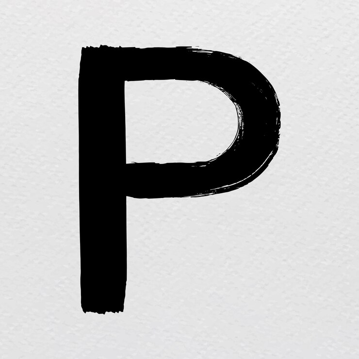 Vetor grátis vetor de tipografia de estilo angustiado de traçado de pincel do alfabeto p