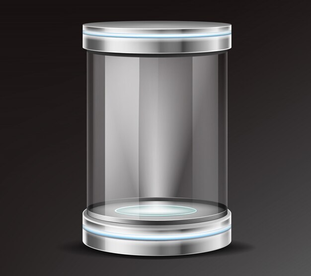 Vetor realista de recipiente de vidro de exposição do produto