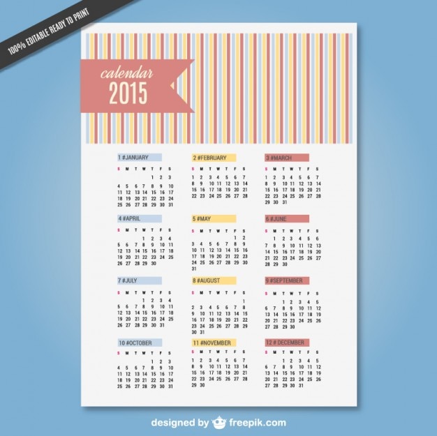 Vetoriais editáveis ​​2015 calendário