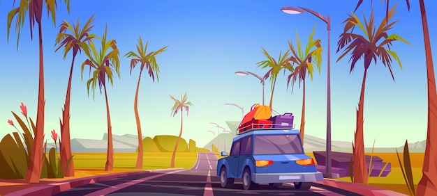 Vetor grátis viagem de carro nas férias de verão, viagem, viagem