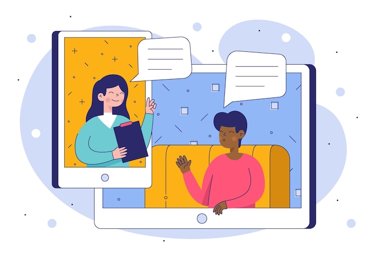 Vetor grátis videocalling com terapeuta