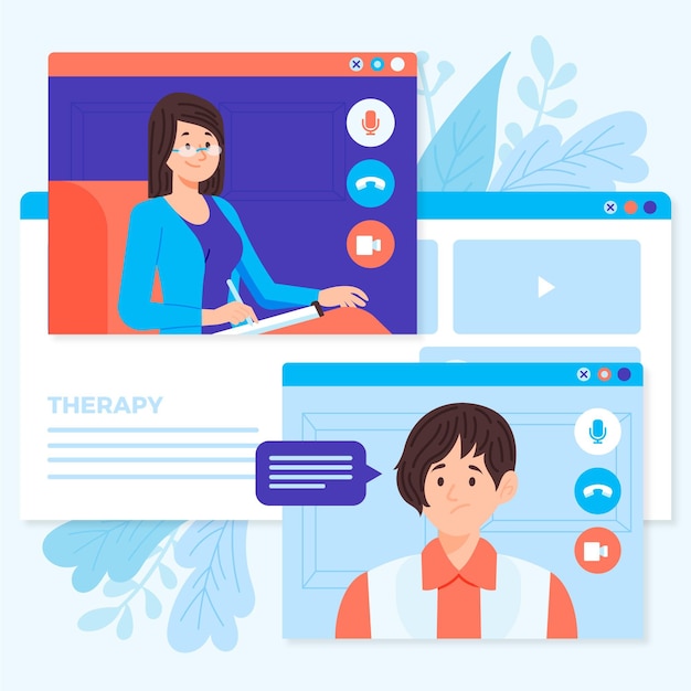 Vetor grátis videocalling com terapeuta