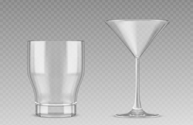 Vidro de coquetel 3D em fundo transparente
