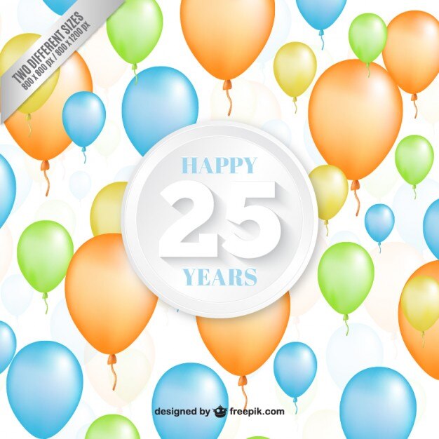 Vetor grátis vinte balões quinto aniversário fundo