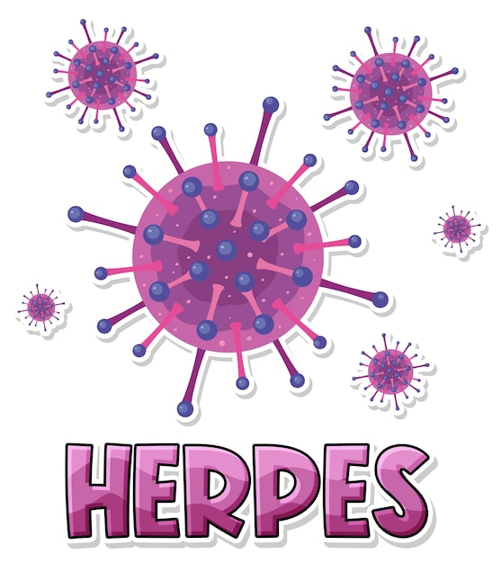 Vetor grátis vírus herpes simplex em fundo branco