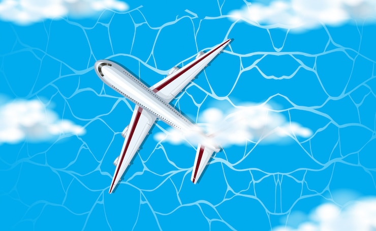 Vetor grátis vista aérea, de, avião, em, céu
