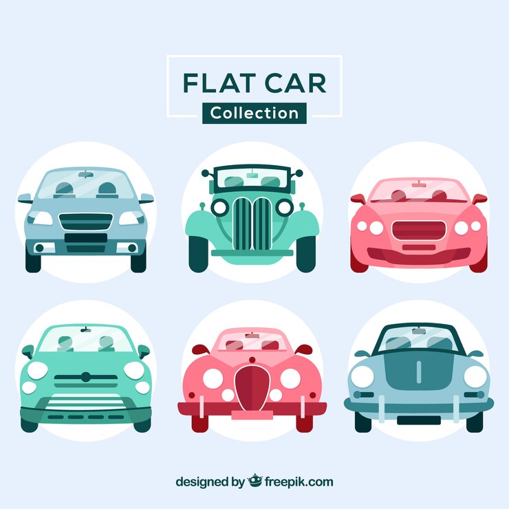 Vetor grátis vista frontal de carros plana em três cores
