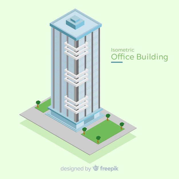 Vetor grátis vista isométrica do edifício de escritório moderno