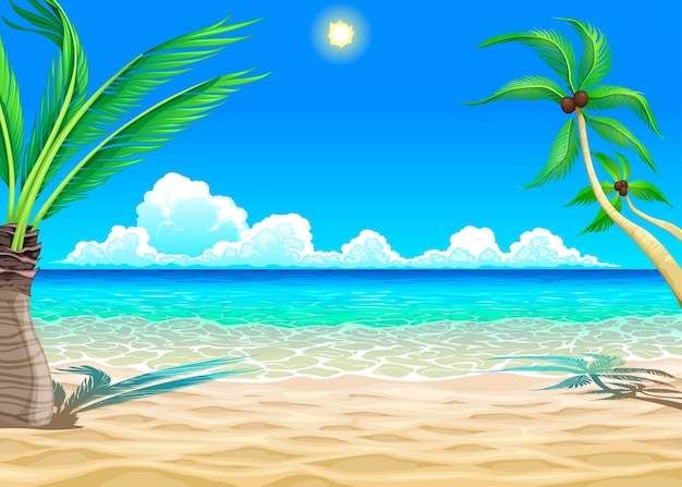 Vista na praia Vector ilustração dos desenhos animados
