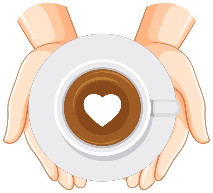 Vetor grátis vista superior da xícara de café nas mãos