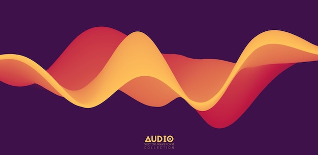 Visualização de ondas sonoras. Forma de onda sólida laranja 3D. Padrão de amostra de voz.