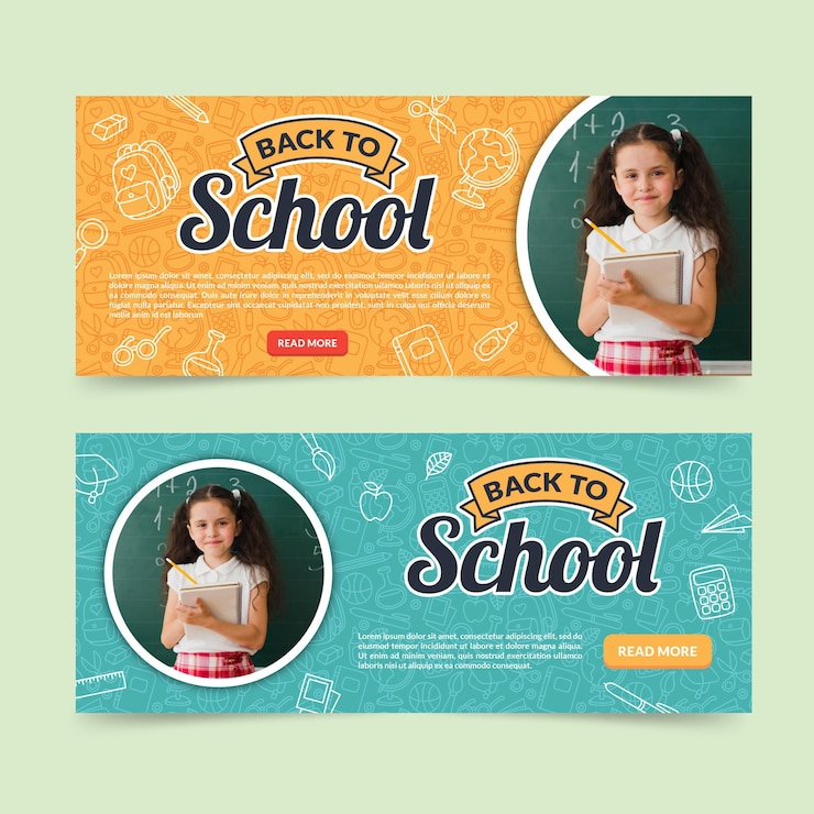 Vetor grátis voltar para banners escolares
