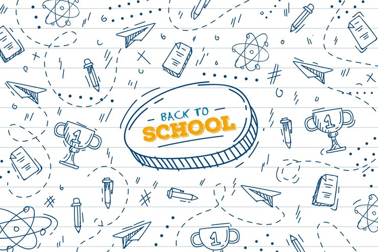 Vetor grátis voltar para o tema de desenho de fundo escolar