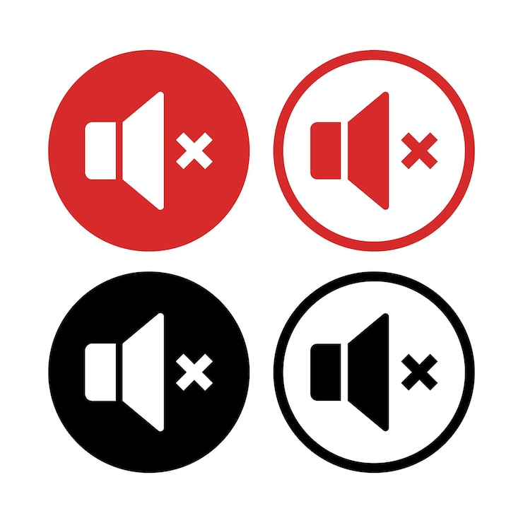Vetor grátis volume mute cross set (conjunto de volumes em silêncio)