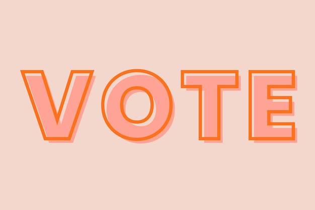 Vetor grátis vote a tipografia em um vetor de fundo de pêssego pastel