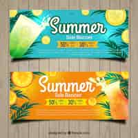 Vetor grátis vouchers para o verão com bebidas refrescantes
