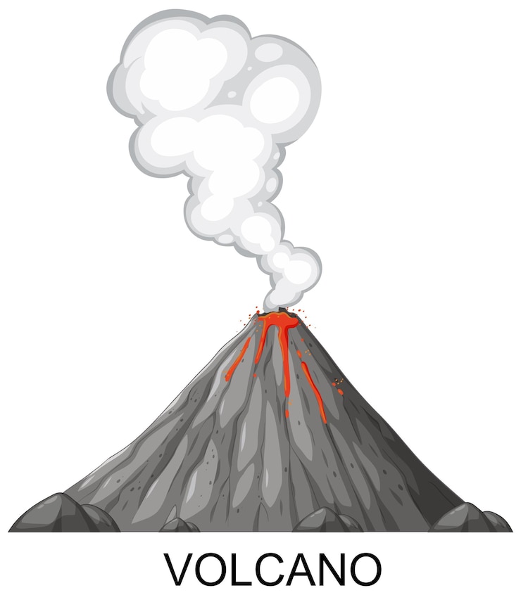 Vetor grátis vulcão em erupção com fumaça