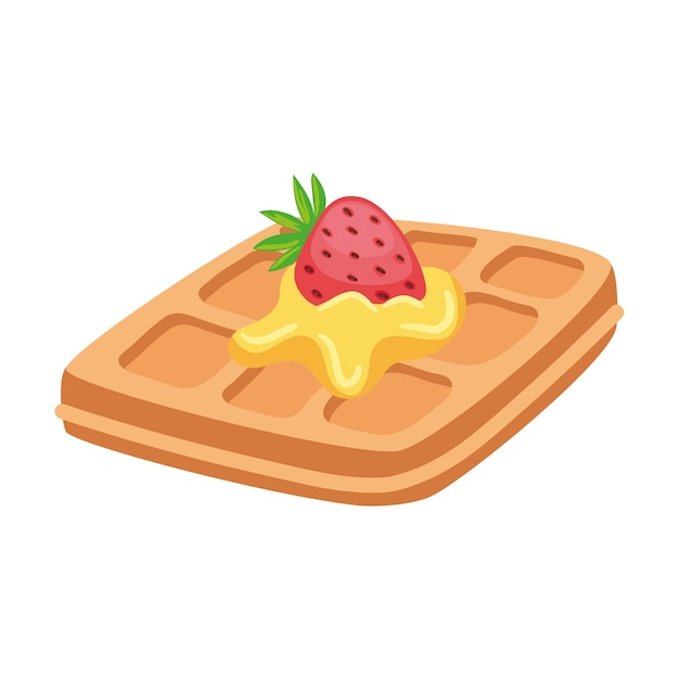 Waffle de sobremesa com ícone de fruta isolado