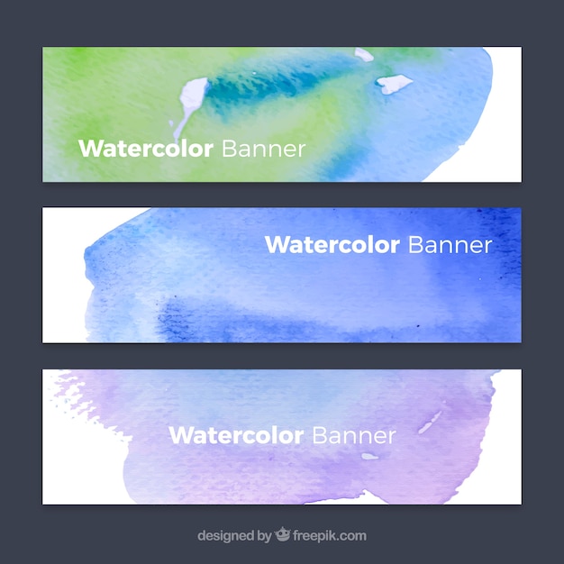 Vetor grátis watercolor banners modernos definir