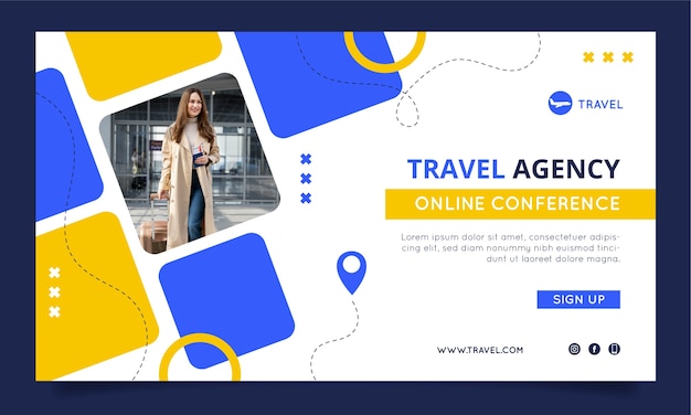 Vetor grátis webinar de agência de viagens plana desenhada à mão