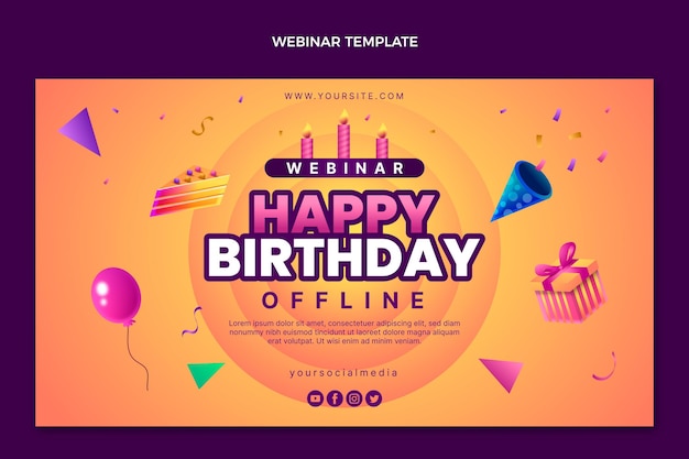 Webinar de aniversário de gradiente colorido