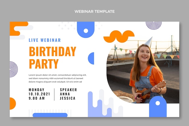 Webinar de aniversário mínimo de design plano