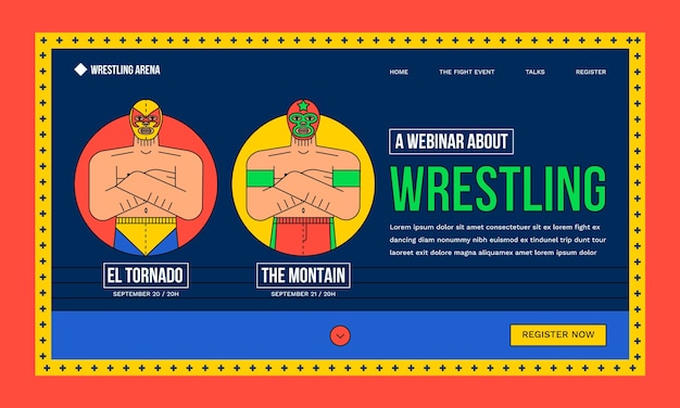 Webinar de campeonato de wrestling desenhado à mão