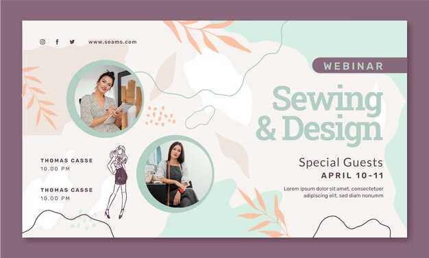 Webinar de costureira desenhada à mão