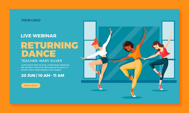 Vetor grátis webinar de escola de dança desenhada à mão