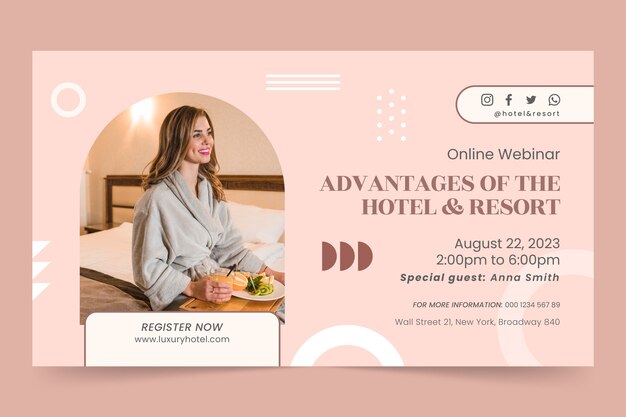 Webinar de hotel de luxo de design plano