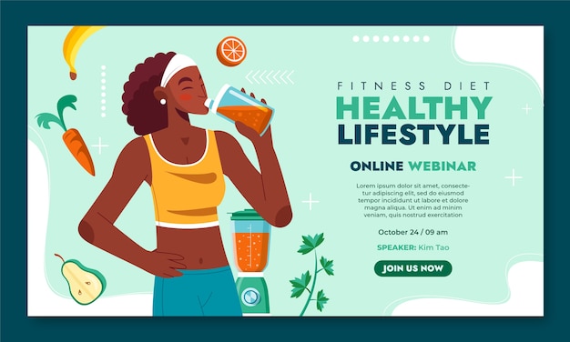 Vetor grátis webinar de nutrição fitness desenhado à mão