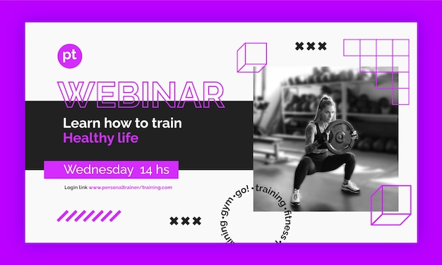 Vetor grátis webinar de personal trainer de design plano