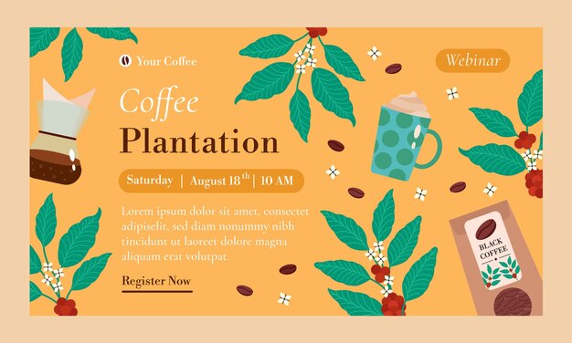 Webinar de plantação de café de design plano
