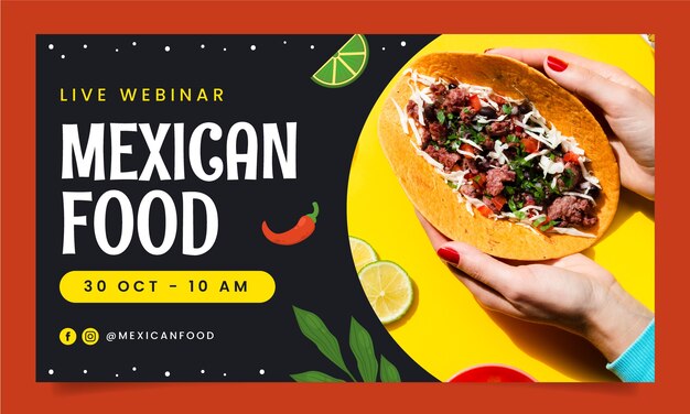 Webinar de restaurante de comida saborosa desenhado à mão
