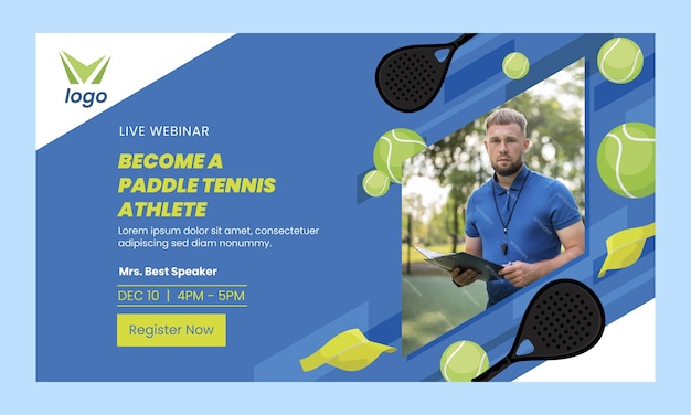 Vetor grátis webinar de tênis de remo desenhado à mão