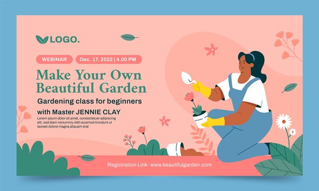 Webinar de trabalho de jardinagem desenhado à mão